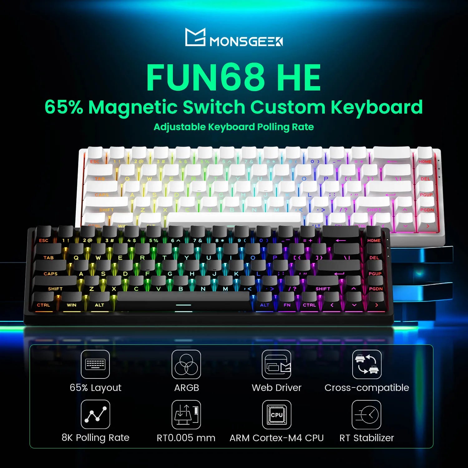 Akko MonsGeek FUN68 FUN60 PRO&MAX  HE Magnetic Keyboard 60% 65% Gaming Keyboards Rapid Trigger 8K Custom Keyboard Gamer Esports Deals 4 U   Deals 4 U