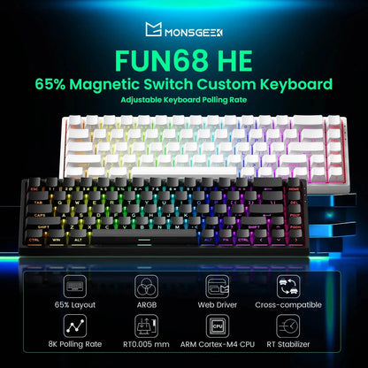 Akko MonsGeek FUN68 FUN60 PRO&MAX  HE Magnetic Keyboard 60% 65% Gaming Keyboards Rapid Trigger 8K Custom Keyboard Gamer Esports Deals 4 U  Gaming Accessories Deals 4 U