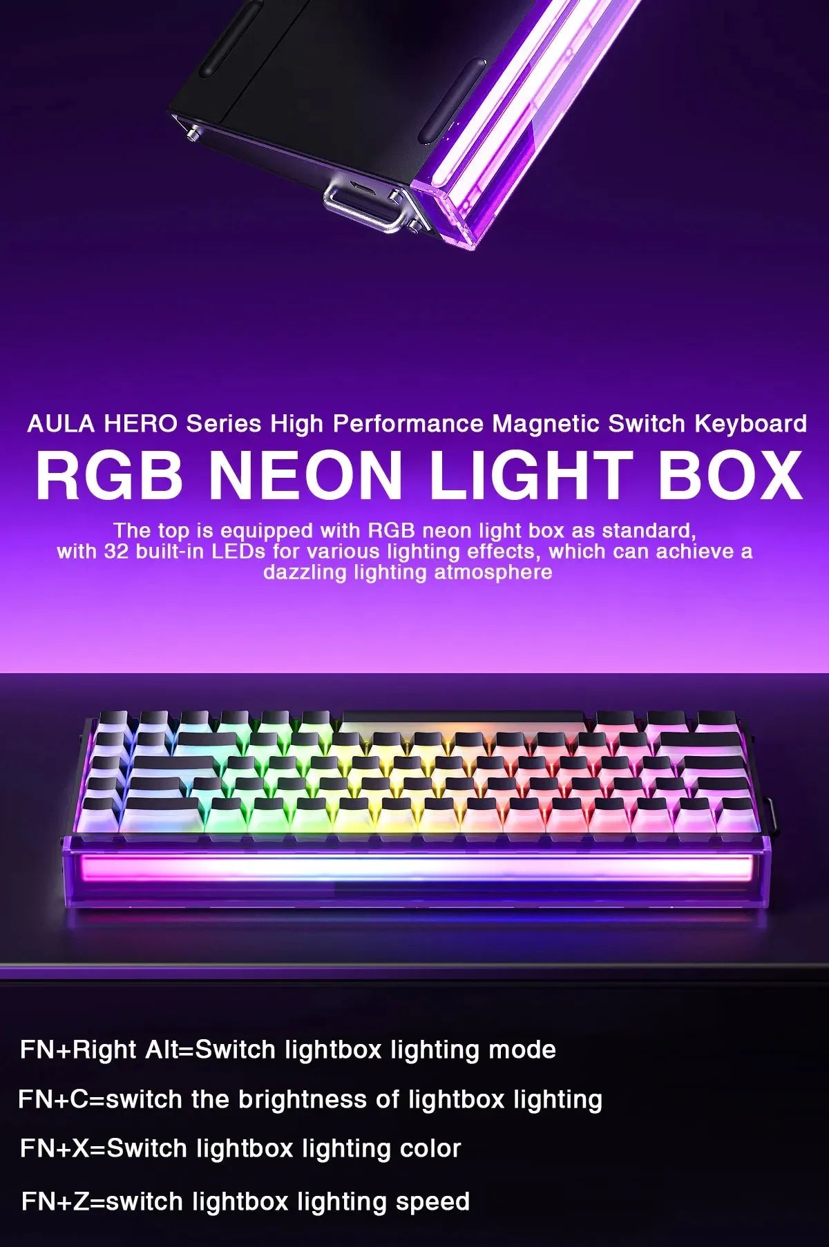AULA HERO 68HE Magnetic Switch Keyboard RGB Gaming Mechanical Keyboard Rapid Trigger 8K Return Wired Esports Custom Keyboard Deals 4 U   Deals 4 U