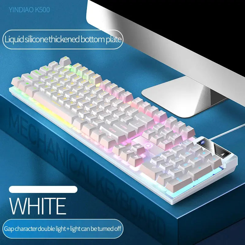 104 Keys Gaming Keyboard Wired Keyboard Color Matching Backlit Mechanical Feel Computer E-sports Peripherals for Desktop Laptop Deals 4 U  Gaming Accessories Deals 4 U