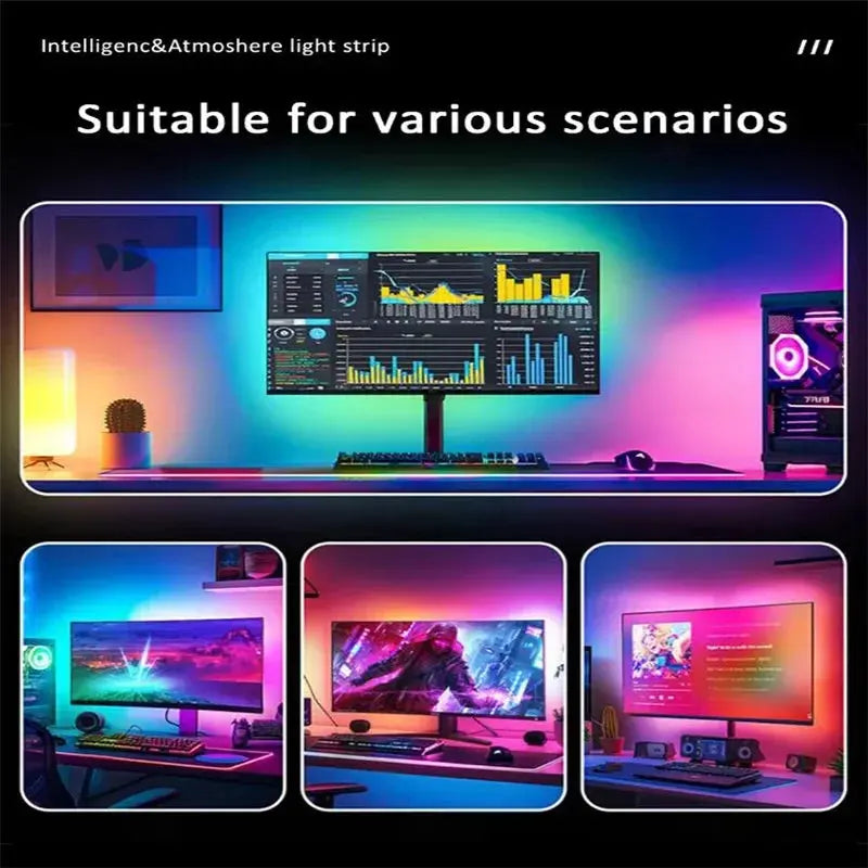 Computer Screen Light Strip Monitor RGBIC Bluetooth LED Lights Ambient Lighting Music Sycn APP Control PC Backlight Game Room Deals 4 U  RGB Hexagon Wall Lights Deals 4 U