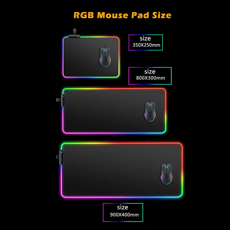 RGB Mouse Pad Larger XXL Office Laptop Backlight Speed Computer Keyboard LED Desk Mat Gaming Accessories A-Aliens Movie Mousepad