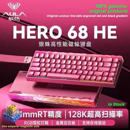 AULA HERO 68HE Magnetic Switch Gaming Keyboard RT0.01 E-sports Customize RGB Wired Mechanical Keyboard Ergonomics Accessories