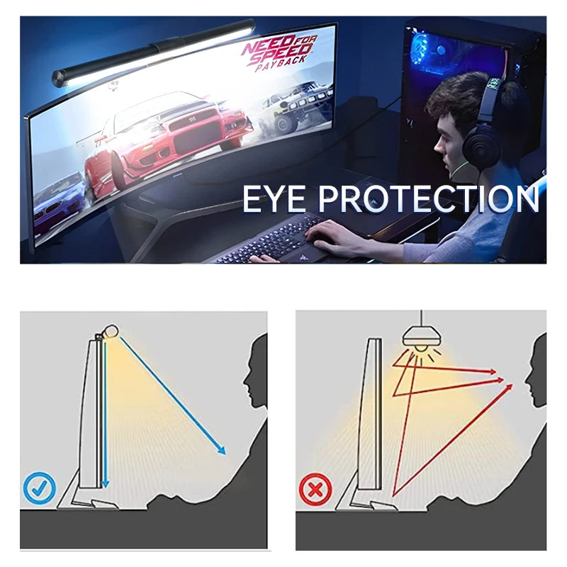 Curved RGB LED Monitor Light Bar Computer Screen lamps PC Desk Lamp USB Touch Dimmable Reading Office Gaming Gamer Lighting