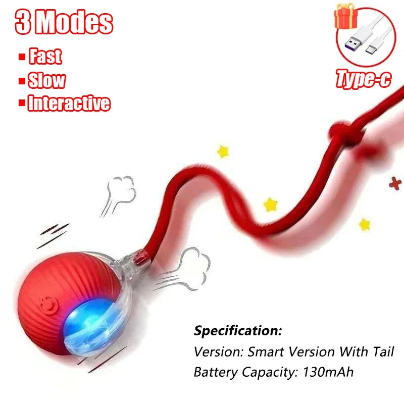 1~3pcs Cat Interactive Ball Toy Automatic Rolling Ball Tail Rechargeable Smart Pet Electric Toy Dog Cat Training Imitate Mouse Deals 4 U   Deals 4 U