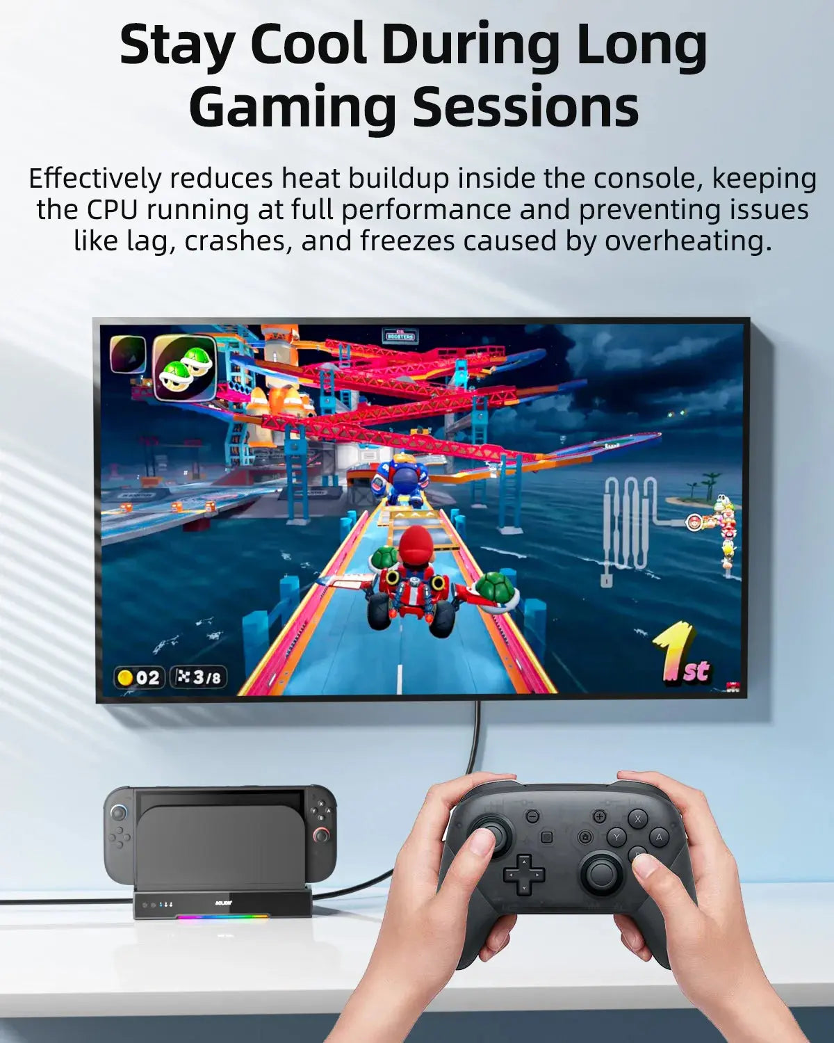 Aolion For Switch 2 Dock RGB Cooling Fan Portable HUB Expansion base Wall Mount With NGC For Switch 2 Accessories Deals 4 U  Console Accessories Deals 4 U