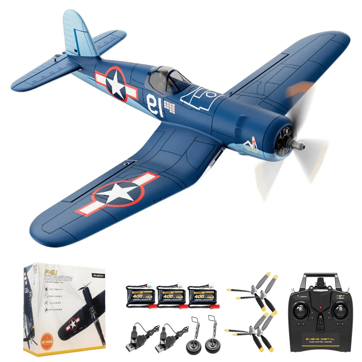 Volantexrc Brushless 500mm F4U Corsair RC Planes for Adults,Upgraded 4-CH RTF RC Plane,One-Key Aerobatic,Ideal for Outdoors Gift Deals 4 U  Gaming Accessories Deals 4 U