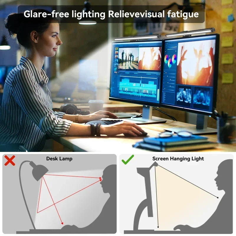 LED Desk Lamp Monitor Screen Light Bar RGB Computer Atmosphere Double sided Lights  For Work Study Read Gaming Dimming Lighting