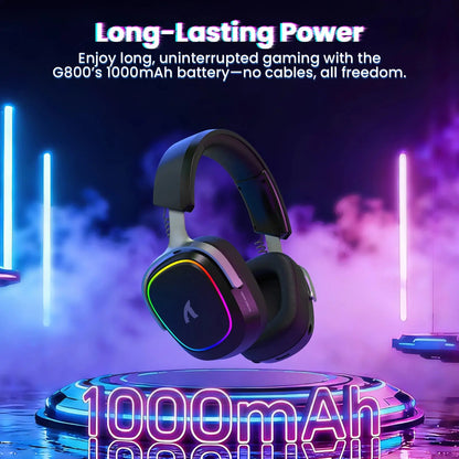 ATTACK SHARK G800 Wireless Gaming Headset, 1000 mAh, Detachable Mics, Aluminum alloy frame, 3D Surround Sound, 20ms low latency Deals 4 U  Gaming Accessories Deals 4 U