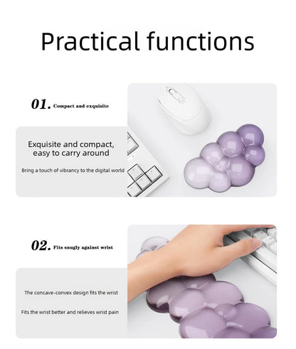 Ergonomic Cloud Silicone Wrist Rest Pad, Soft Comfort Wrist Support Cushion for Keyboard Mouse, Gaming Office Laptop PC