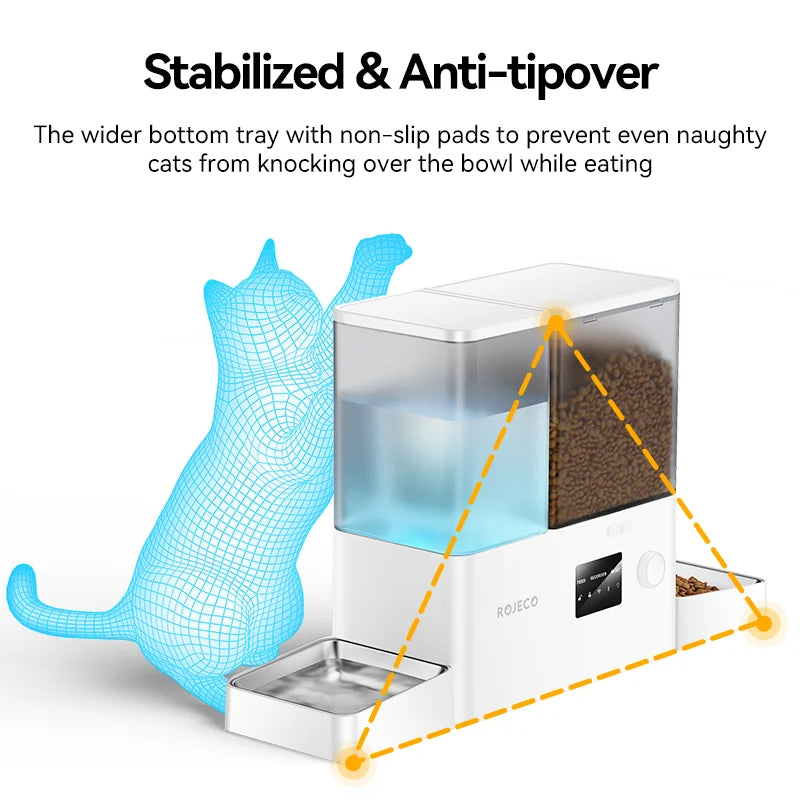 ROJECO 8.5L Automatic Pet Feeder Water Fountain WIFI APP Remote Control Smart Dog 5L Food Dispenser 3.5L Gravity Water Drinker ﻿ Deals 4 U  Automatic Pet Feeder Deals 4 U