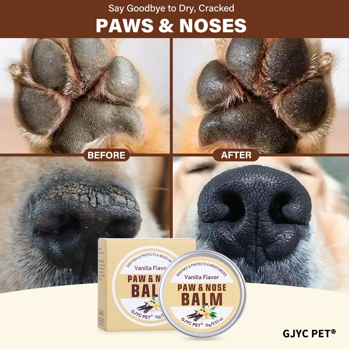 Pet Paw & Nose Balm Dog Cat Vanilla Scent Moisturizing Soothing Anti-Cracking Repairing Dry Cracked Natural Moisturizer Deals 4 U   Deals 4 U