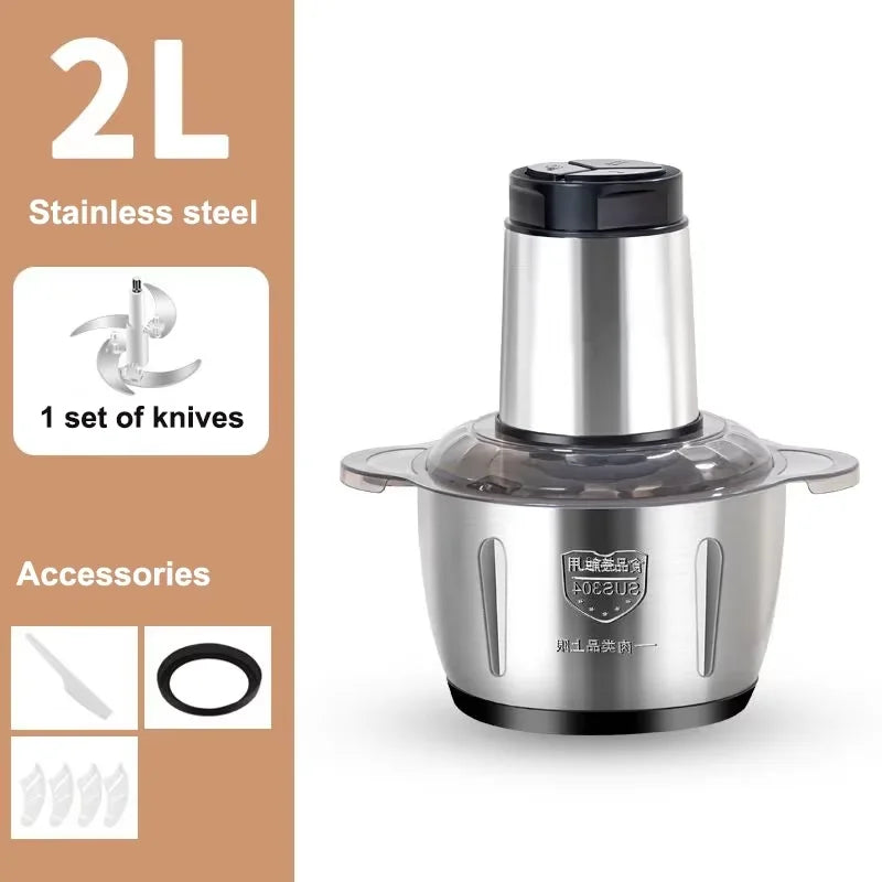 2L 3L 5L Household Stainless Steel Meat Grinder 500W High Power Blender Multifunctional Food Processor Food Chopper Electric Deals 4 U  Smart Home Gadget Deals 4 U