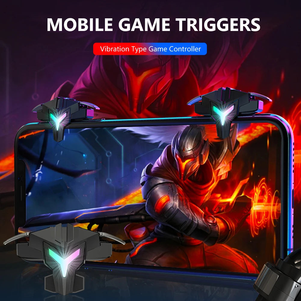 1/2pcs RGB/Mechanical 4 Finger Mobile Gaming Trigger for PUBG Game Controller Gamepad Aim Trigger Button for Smart Phone