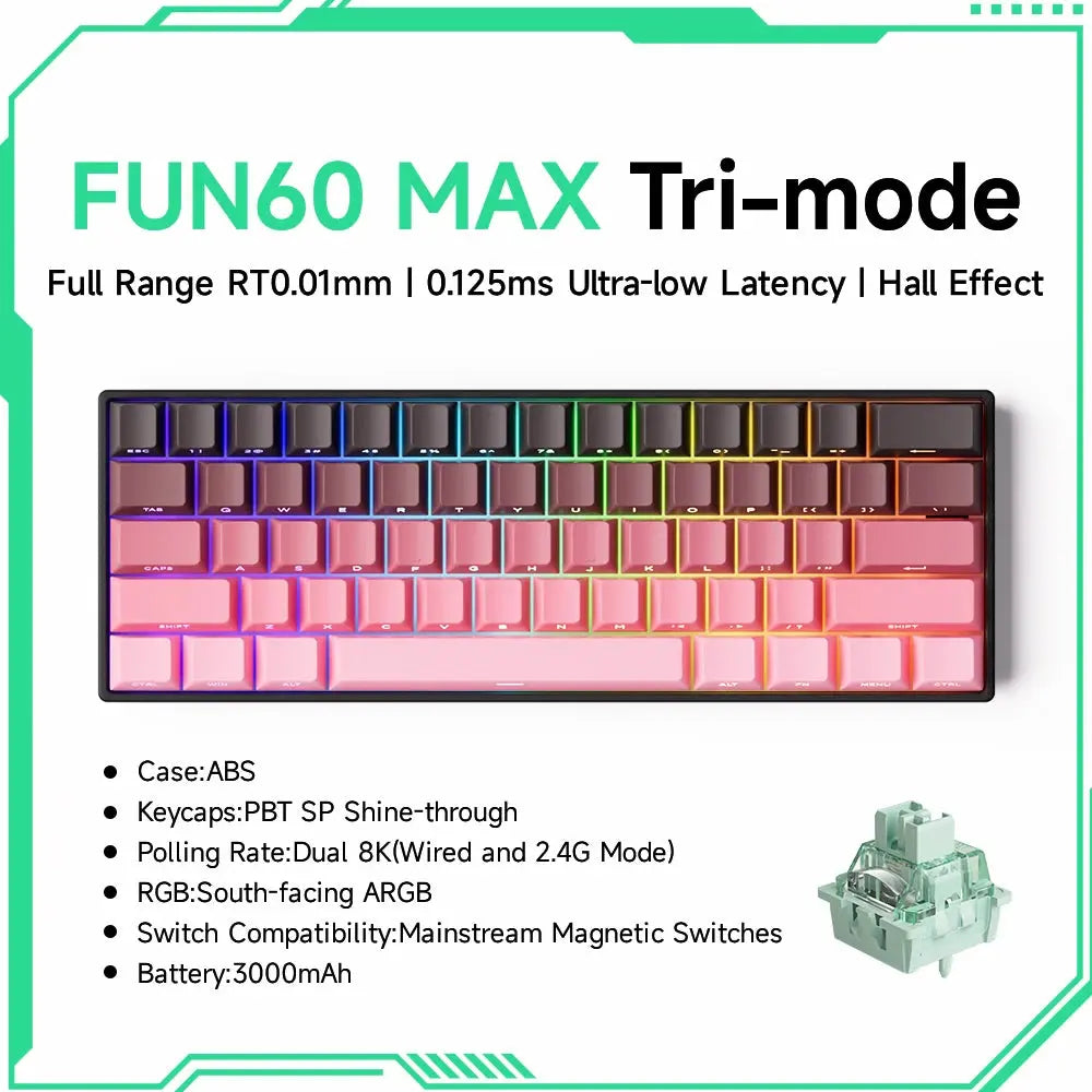 Akko MonsGeek FUN60 PRO&MAX HE Machanical Keyboard Magnetic Switch 60% Esports Gaming Keyboard Rapid Trigger 8K Custom Keyboard Deals 4 U  Gaming Accessories Deals 4 U