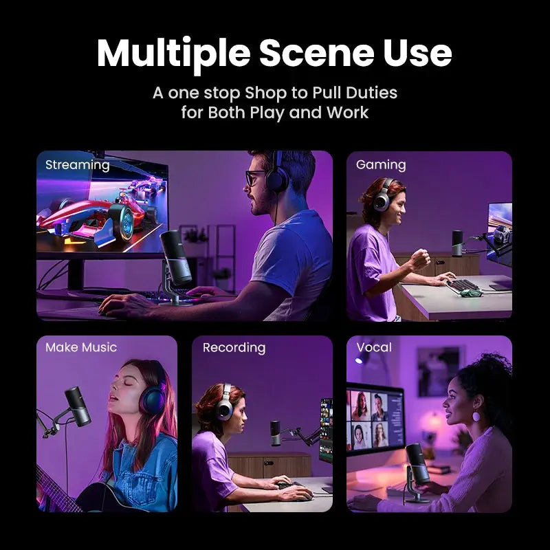 Mic USB Microphone with RGB Modes Professional Condenser Mic for PC Mac Gaming Karaoke Recording Streaming Podcasting Deals 4 U  Streaming Equipment Deals 4 U