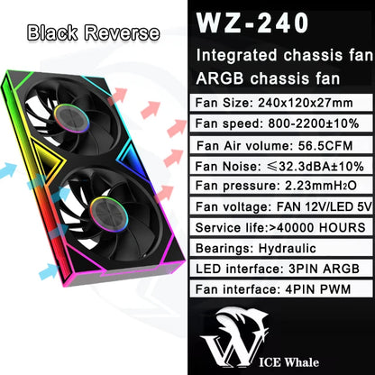 ICE Whale WZ-120/240/360 PC Case Fan ARGB Motherboard Sync Combination Structure Cold Exhaust Cooling Fan Ventilador