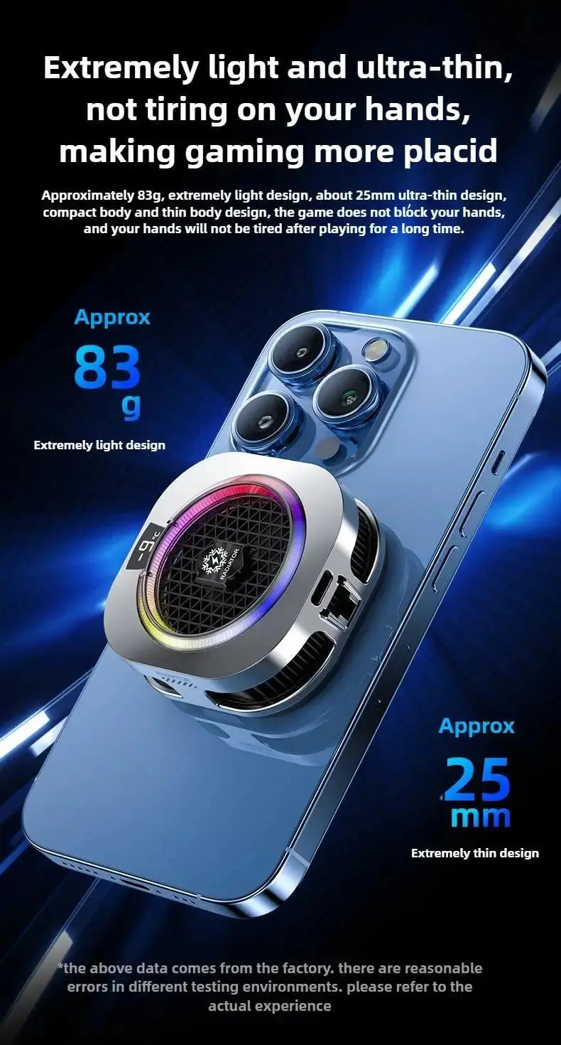 NEW TH16 Pro Mobile Cooler 24W Magnetic/Back-clip Ice Cooling Radiator Digital Display RGB Light Gaming Temperature Control Deals 4 U  Mobile Gaming Deals 4 U