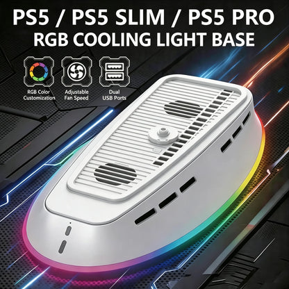 Dual Fan Cooling Station for PS5 PS5 Slim PS5 Pro RGB Console Cooler High Efficiency USB Powered Gaming Accessories