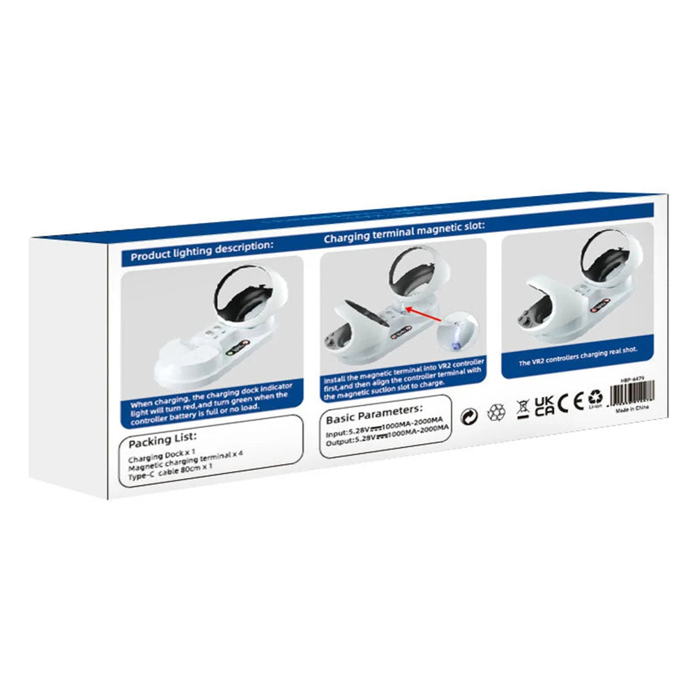 Charging Station for PS VR2 Controllers,HBP-6479 Dual Charger Dock with LED Indicator Lights,Portable Charging Base for PS5 VR2