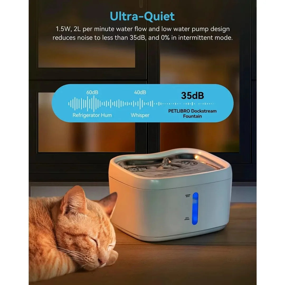 Cat Water Fountain with APP Wireless Connected 84oz/2.5L Automatic Pet Water Fountain with Stainless Steel Tray Weight Sensor Deals 4 U   Deals 4 U