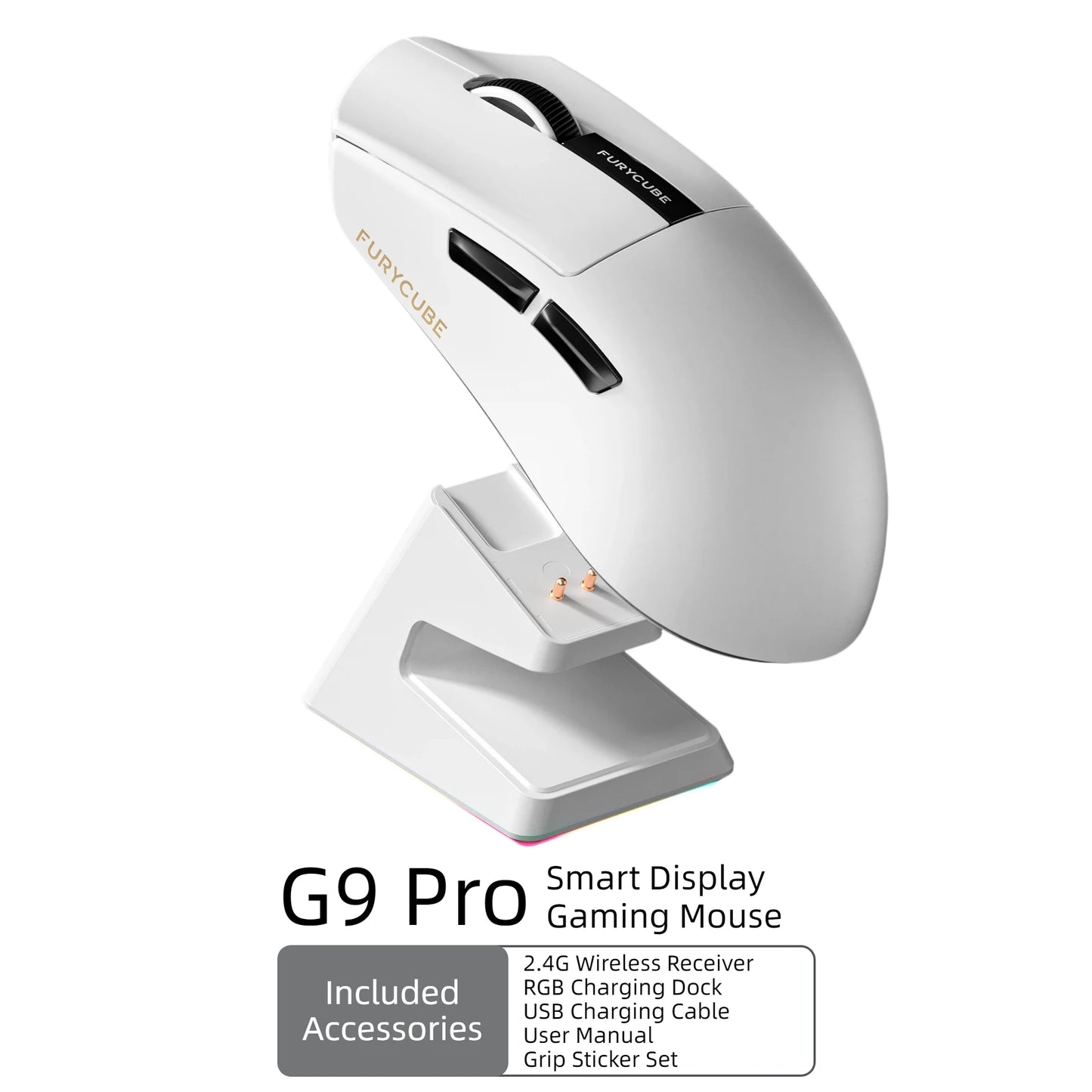Ultra Light Gaming Mouse Wireless 59g 12000DPI 3-Mode Connection PAW3311 Sensor RGB Base Station Smart Display Professional Mouse Gamer