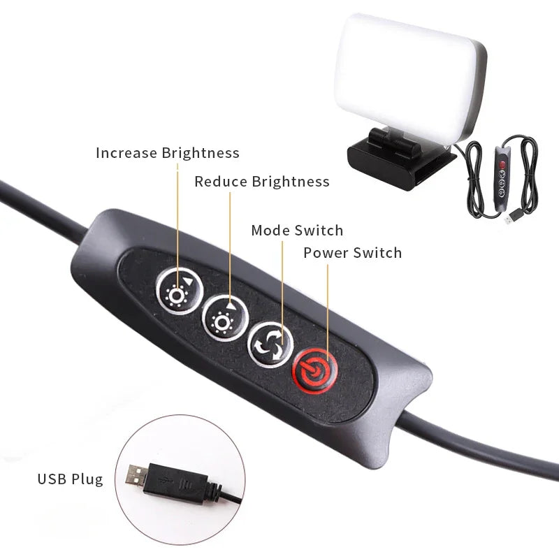 Video Conference Selfie Ring Lamp Light For iPad Laptop PC Webcam Studio LED Dimmable Lighting With Clip For Youtube Live Stream Deals 4 U  Streaming Equipment Deals 4 U