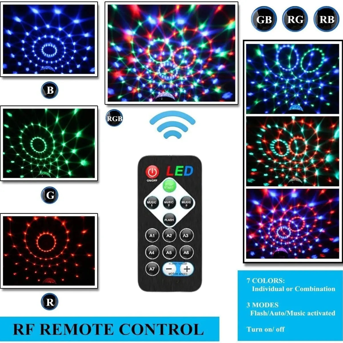 Strobe And Remote Control Disco Ball Ambiance Lights. Holiday Family Gatherings, Birthdays, Weddings, Bars, Clubs Deals 4 U  RGB Hexagon Wall Lights Deals 4 U