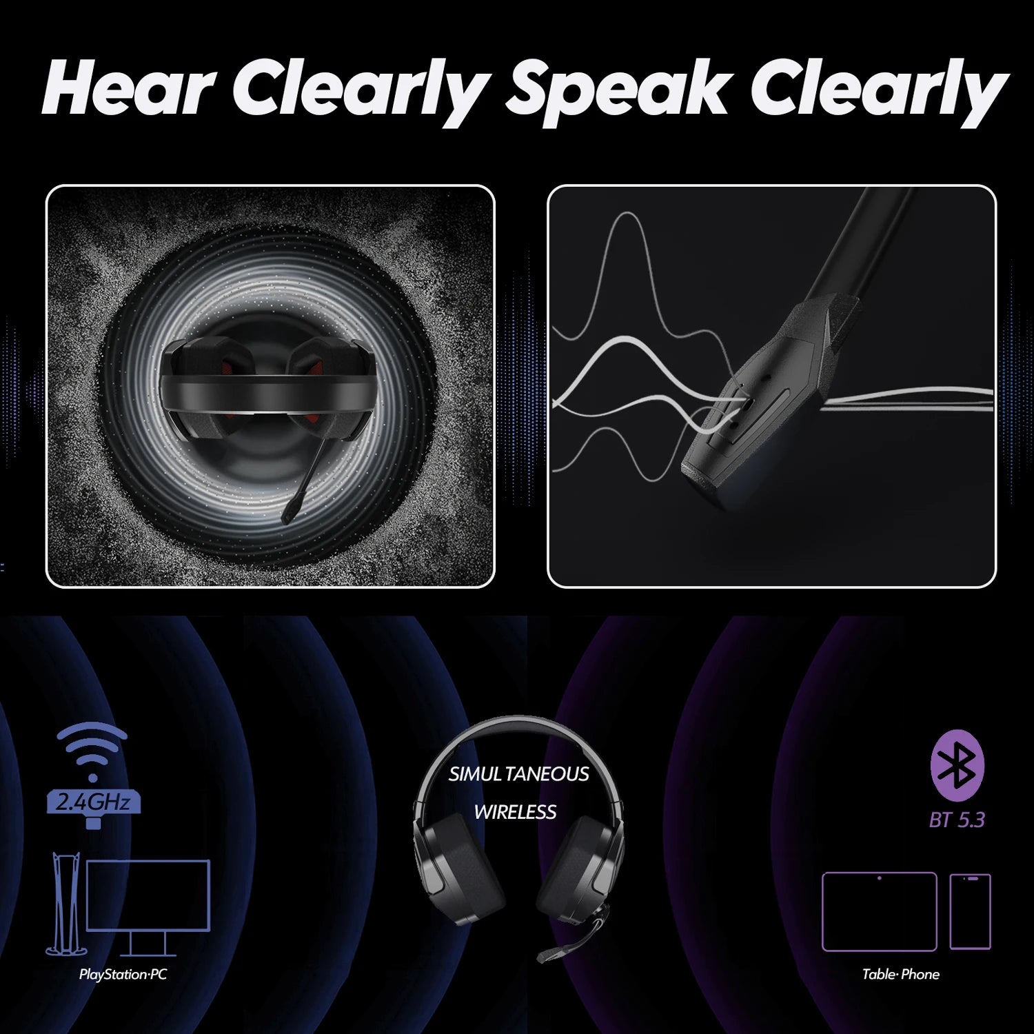 NUBWO G06 Dual Wireless Headsets Gamer with Microphone 2.4GHz Bluetooth 5.3 Gaming Headphones for PS5, PS4, PC, Mobile, Switch Deals 4 U   Deals 4 U