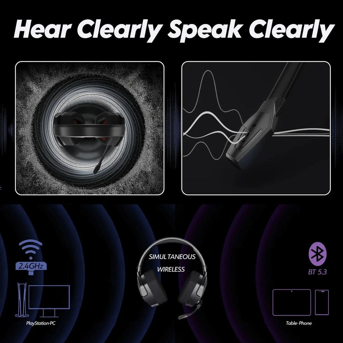 NUBWO G06 Dual Wireless Headsets Gamer with Microphone 2.4GHz Bluetooth 5.3 Gaming Headphones for PS5, PS4, PC, Mobile, Switch Deals 4 U  Gaming Accessories Deals 4 U