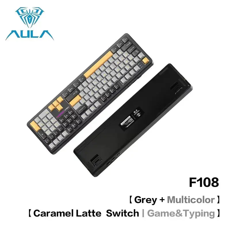 AULA F108Pro/F108 Wireless Bluetooth tri-mode connection, multi-functional display, Gasket structure, RGB lighting effects Deals 4 U  Streaming Equipment Deals 4 U