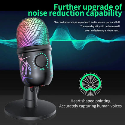 Gaming Microphone USB Microphone for PC Condenser Podcast Mic for Studio Recording with Headphone Jack, Led, Noise Cancellation Deals 4 U  Streaming Equipment Deals 4 U