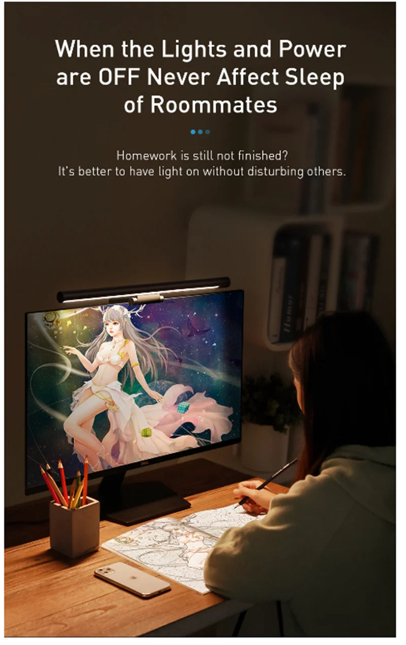 Curved LED Monitor Light Bar Rgb Computer Screen Lamp Stepless Dimming Backlight Hanging Laptops Gaming Gamer Office Lighting