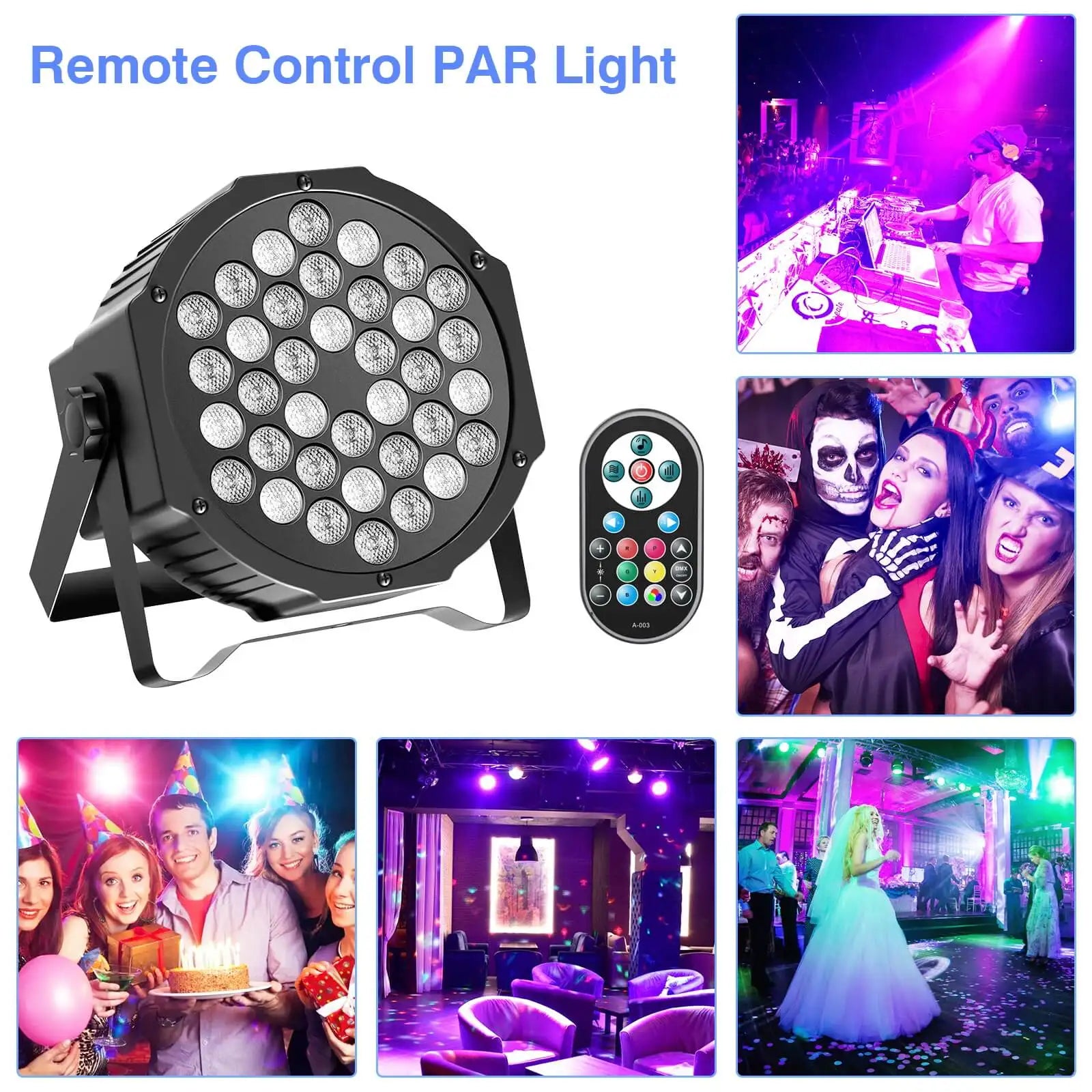 U'King 4PCS/8PCS 36LED Par Lights RGB LED DJ Stage Light with Remote Control DMX512 Sound Activated for Party Stage Effect Light Deals 4 U   Deals 4 U