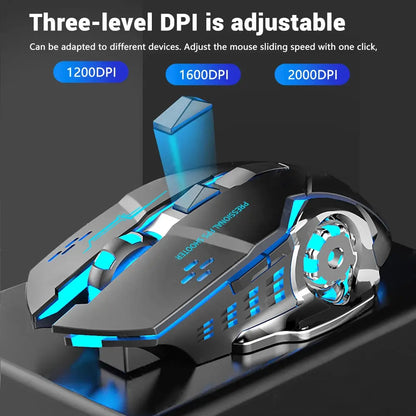 Rechargeable Wireless Mouse Gaming Computer Silent Bluetooth Mouse USB Mechanical E-Sports Backlight PC Gamer Mouse For Computer Deals 4 U  Gaming Accessories Deals 4 U