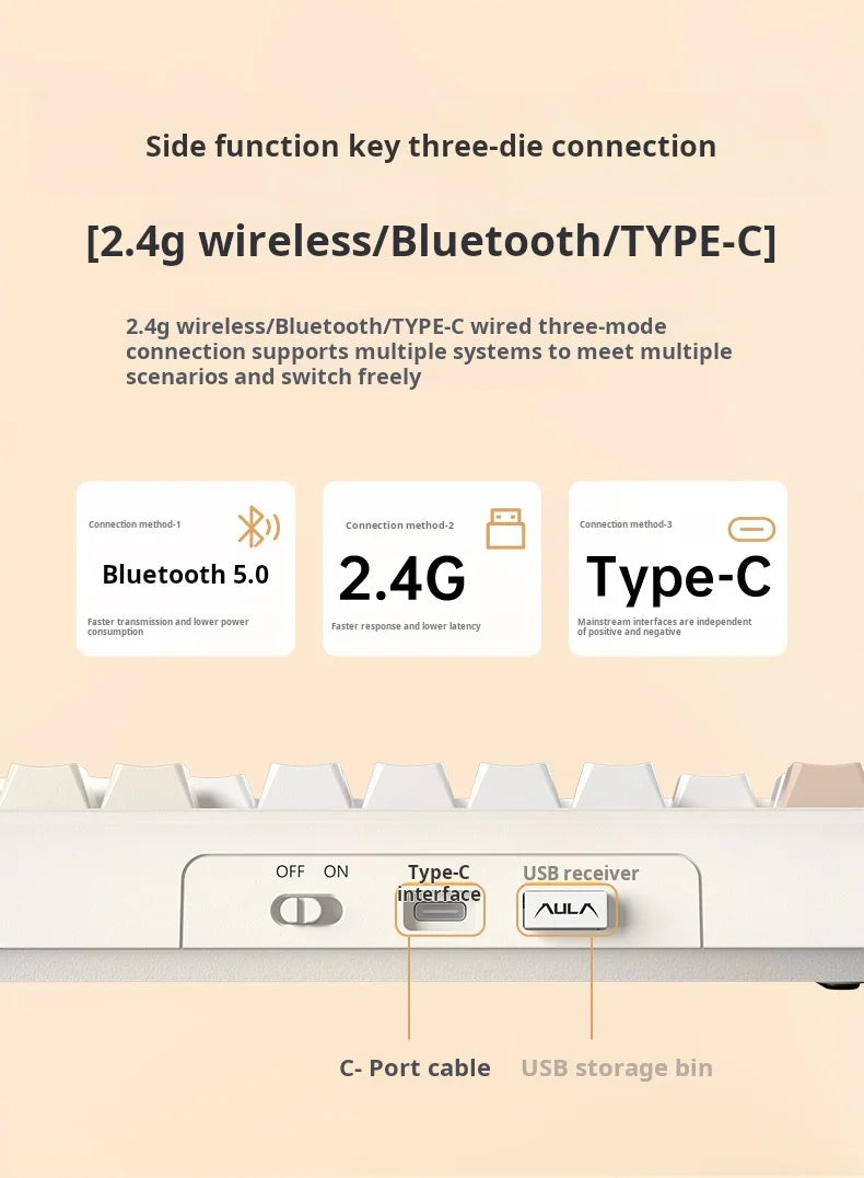 AULA F108Pro/F108 Wireless Bluetooth tri-mode connection, multi-functional display, Gasket structure, RGB lighting effects Deals 4 U   Deals 4 U