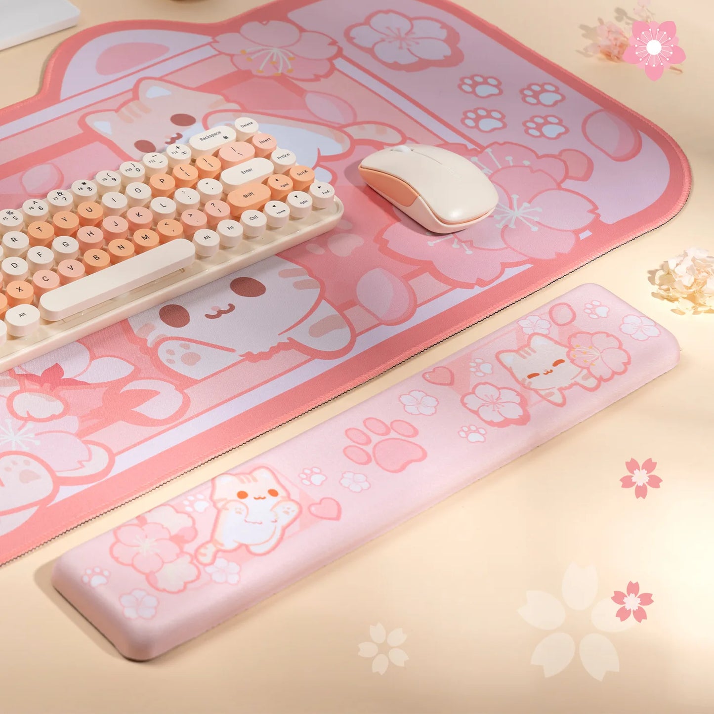 Wrist Rest Keyboard Sakura Cat Computer Desk Accessories Desk Mat Gamer Table for Pc Gaming Setup Mause Ped Pc Gamer Complete