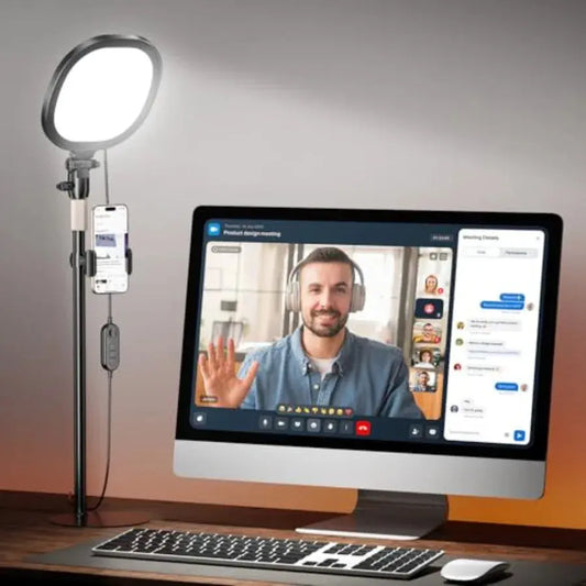 Ring Light for Desk, Soft Lighting for Zoom and Video Calls, Selfie Light with Stand and Phone Holder, CRI 97+ Webcam Light for Deals 4 U  Streaming Equipment Deals 4 U