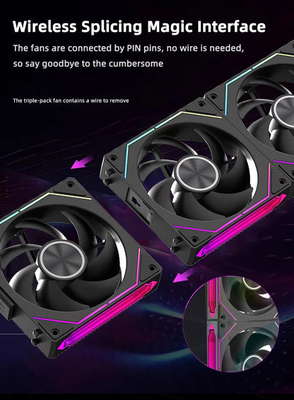 Coolcirc DL-2 120mm ARGB Cooling Fan Modular Wireless Stackable Splicing 800-2000RPM PWM Silent for Gaming PC Case Water Cooler