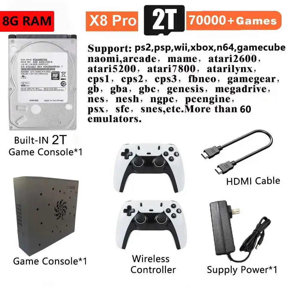 Plug-and-Play NEW Retro Gaming Device 70000+ Games for Wii PS2 DC PSP GAMECUBE 2T Loaded X8 Console Windows 11 Children's Gift Deals 4 U  Gaming Accessories Deals 4 U