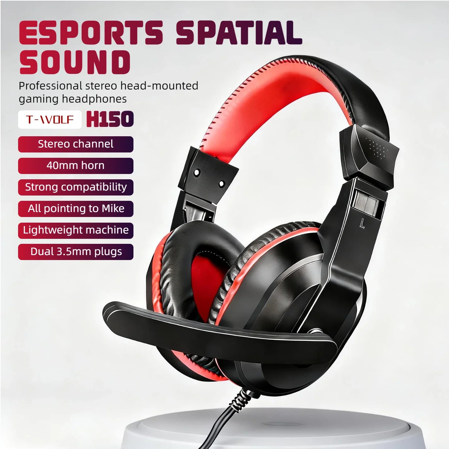 RGB Wired Gaming Headset with Microphone, USB & 3.5mm Over‑Ear Headphones for PC Laptop PS4 PS5 Mobile, Adjustable Noise‑Cancelling Mic, Surround Stereo Sound, Comfortable Headset for Gaming, Office, Study & Daily Use
