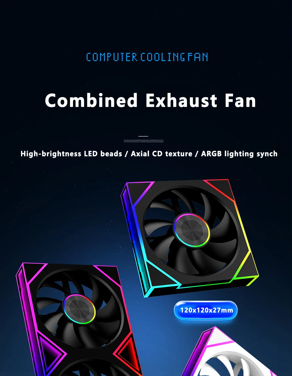 ICE Whale WZ-120/240/360 PC Case Fan ARGB Motherboard Sync Combination Structure Cold Exhaust Cooling Fan Ventilador