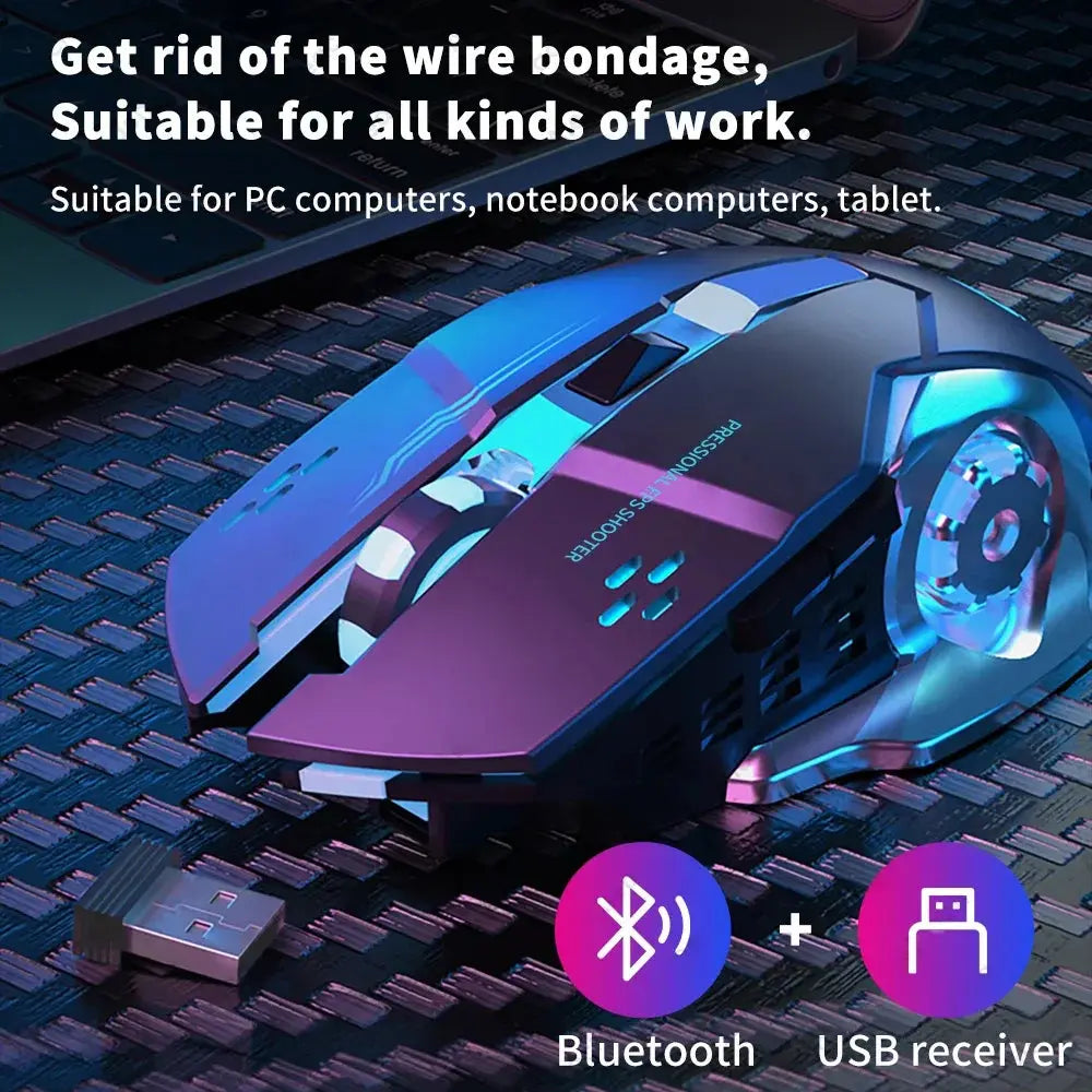 Rechargeable Wireless Mouse Gaming Computer Silent Bluetooth Mouse USB Mechanical E-Sports Backlight PC Gamer Mouse For Computer Deals 4 U  Gaming Accessories Deals 4 U
