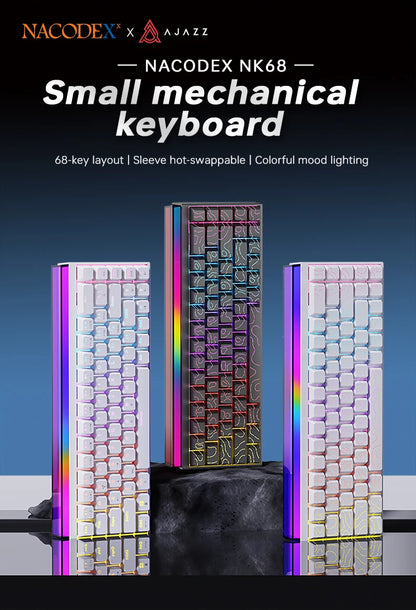 Mechanical Keyboard AJAZZ NK68 68-key hot-swappable gaming keyboard with RGB backlit keys ergonomic design and USB wired