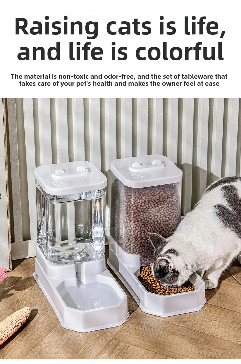 4L Large Capacity Automatic Cat Feeder & Waterer Set | Gravity Pet Food Dispenser for Cats & Dogs | BPA-Free & Non-Electric Safe Deals 4 U   Deals 4 U