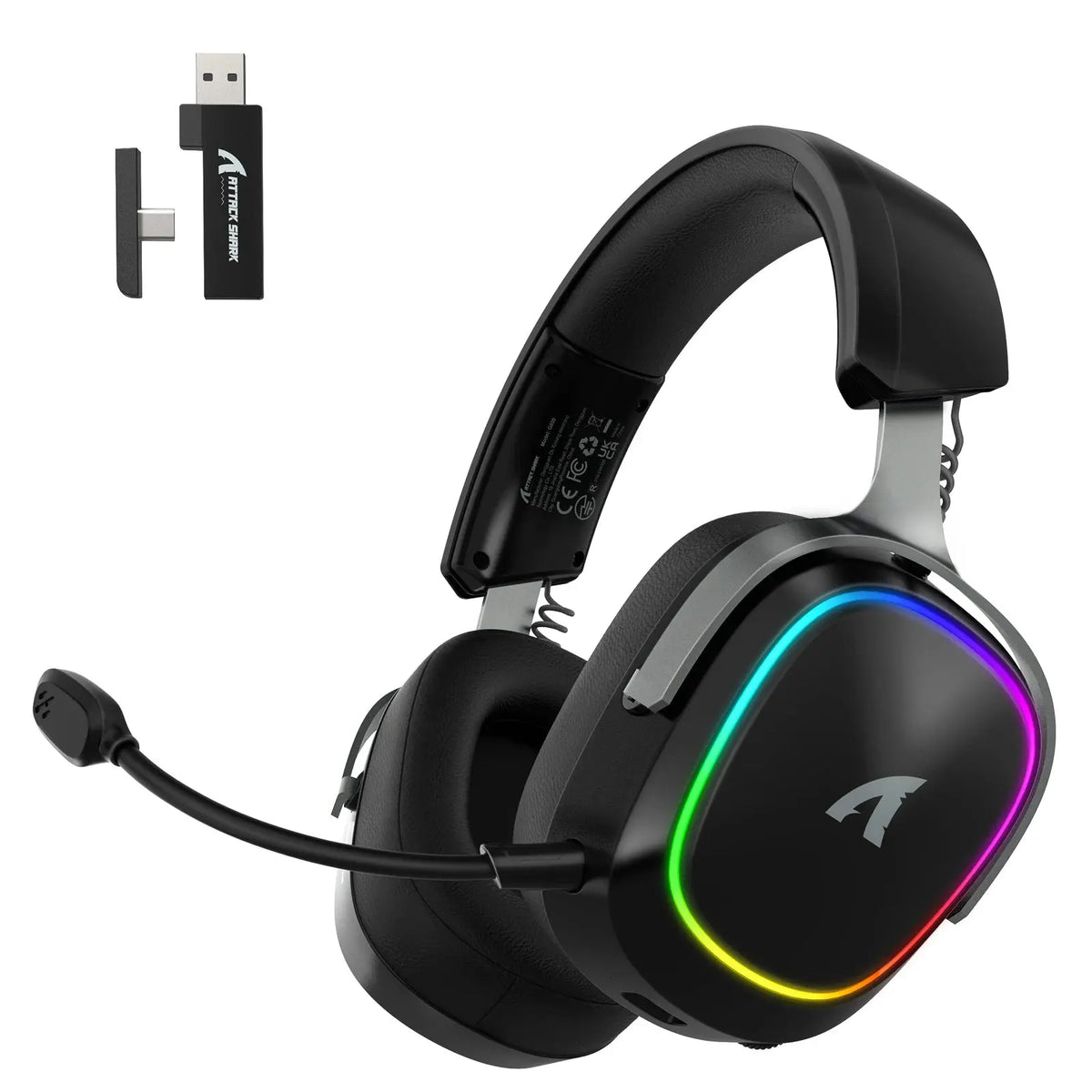ATTACK SHARK G800 Wireless Gaming Headset, 1000 mAh, Detachable Mics, Aluminum alloy frame, 3D Surround Sound, 20ms low latency Deals 4 U  Gaming Accessories Deals 4 U