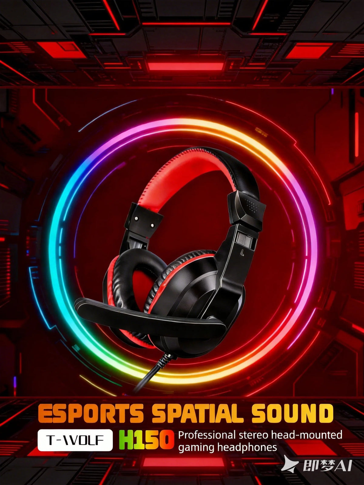 RGB Wired Gaming Headset with Microphone, USB & 3.5mm Over‑Ear Headphones for PC Laptop PS4 PS5 Mobile, Adjustable Noise‑Cancelling Mic, Surround Stereo Sound, Comfortable Headset for Gaming, Office, Study & Daily Use