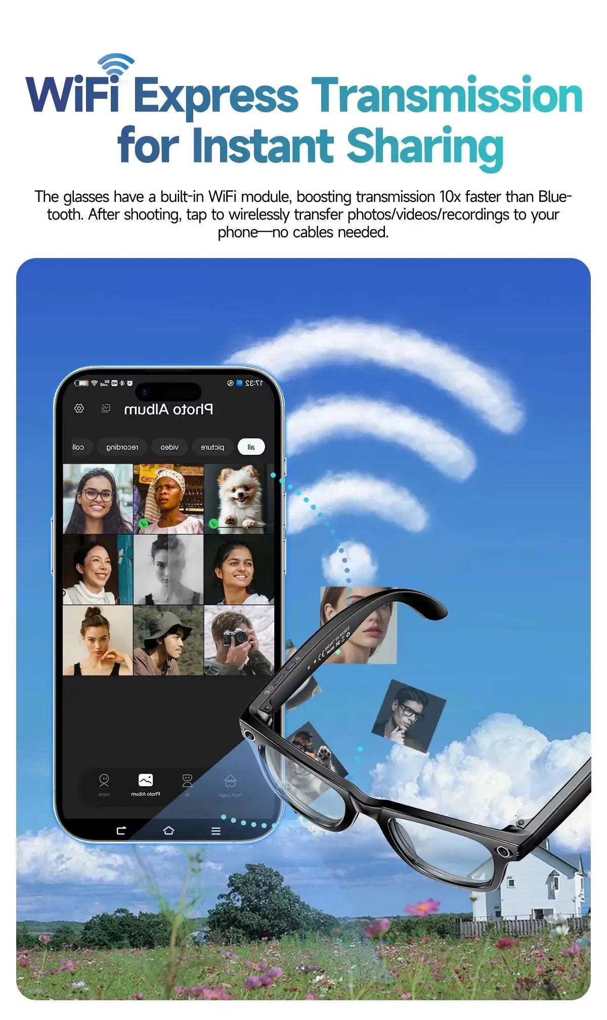 W610 AI Smart Glasses with Video Camera 800W Outdoor Sunglasses Wi-Fi Transfer BT Calling Audio Record Smart Wearable Headset Deals 4 U  Gaming Accessories Deals 4 U