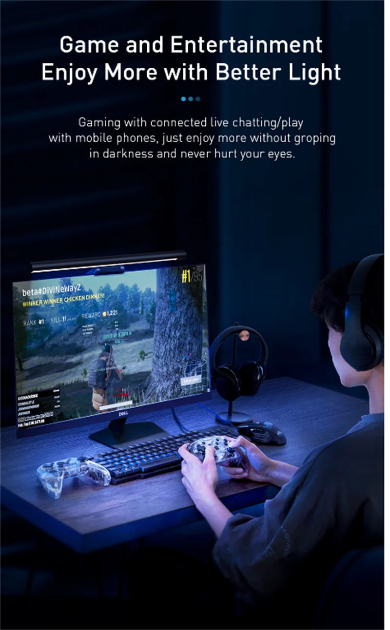 Curved LED Monitor Light Bar Rgb Computer Screen Lamp Stepless Dimming Backlight Hanging Laptops Gaming Gamer Office Lighting
