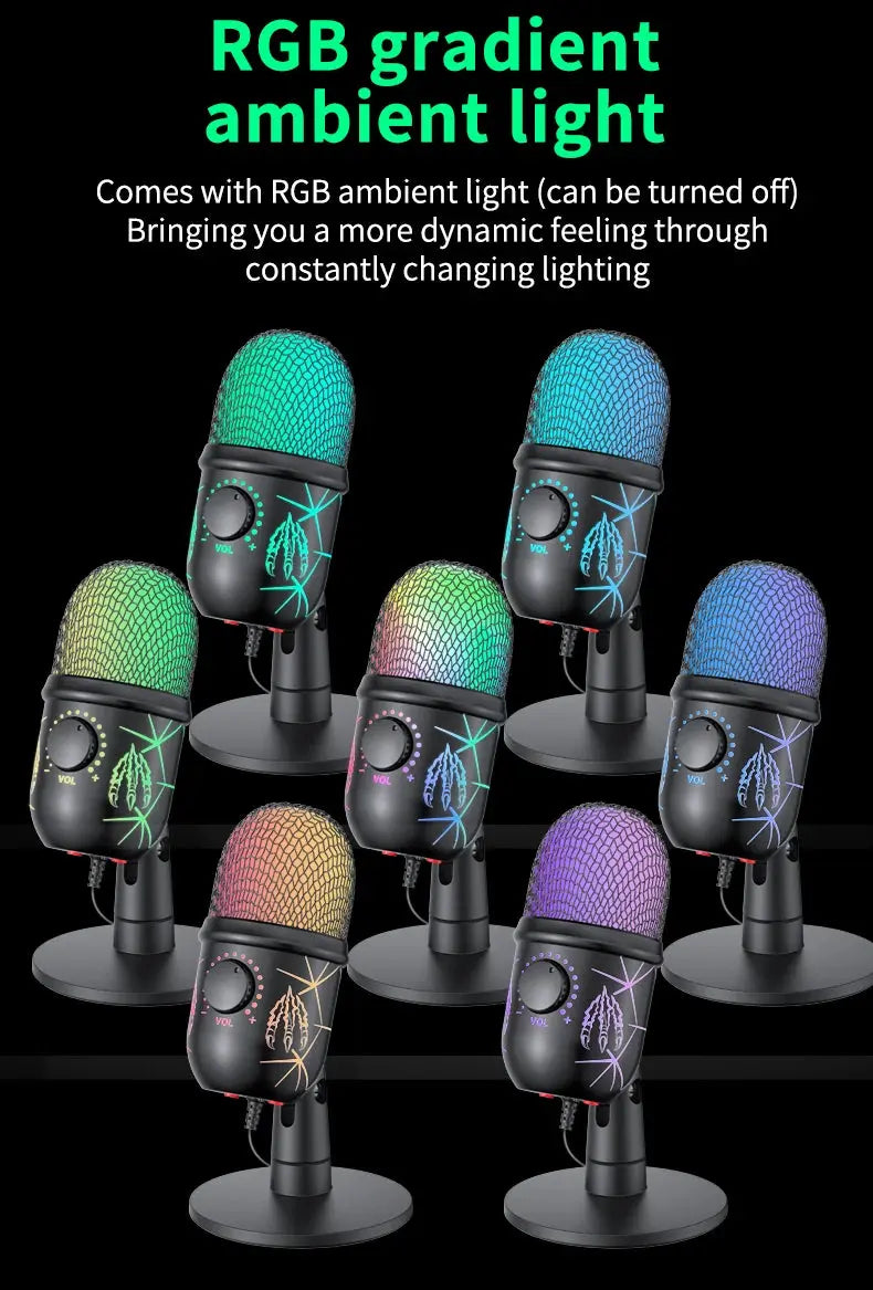 Gaming Microphone USB Microphone for PC Condenser Podcast Mic for Studio Recording with Headphone Jack, Led, Noise Cancellation Deals 4 U  Streaming Equipment Deals 4 U